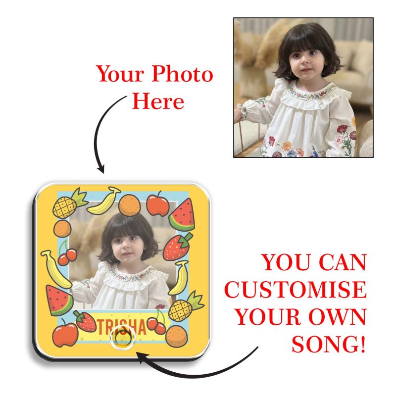 Perosnalized Fruits Theme Musical Fridge Magnet for Kids Gift for Music Lover Birthday Gift for Daughter & Son